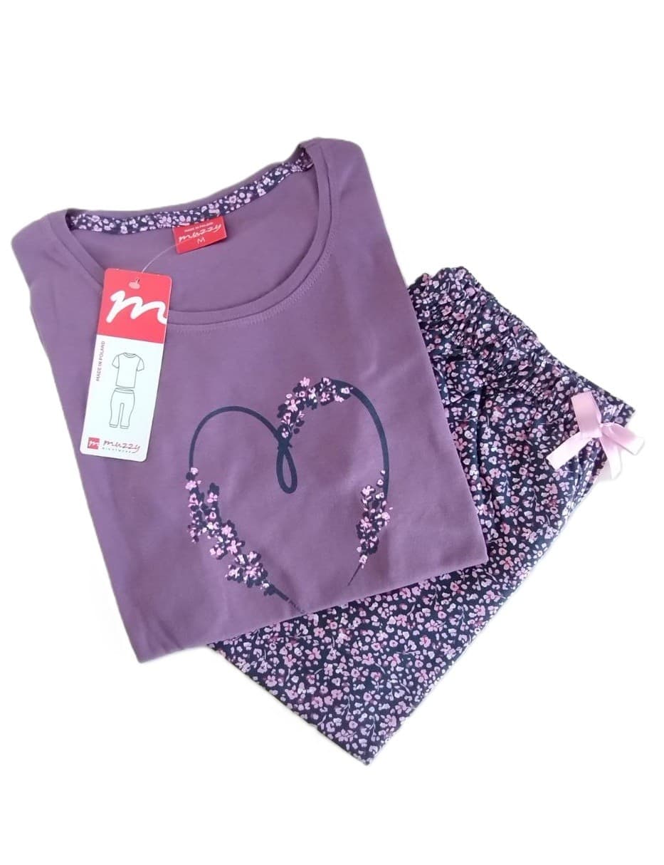 PIŻAMA DAMSKA SERCE KR