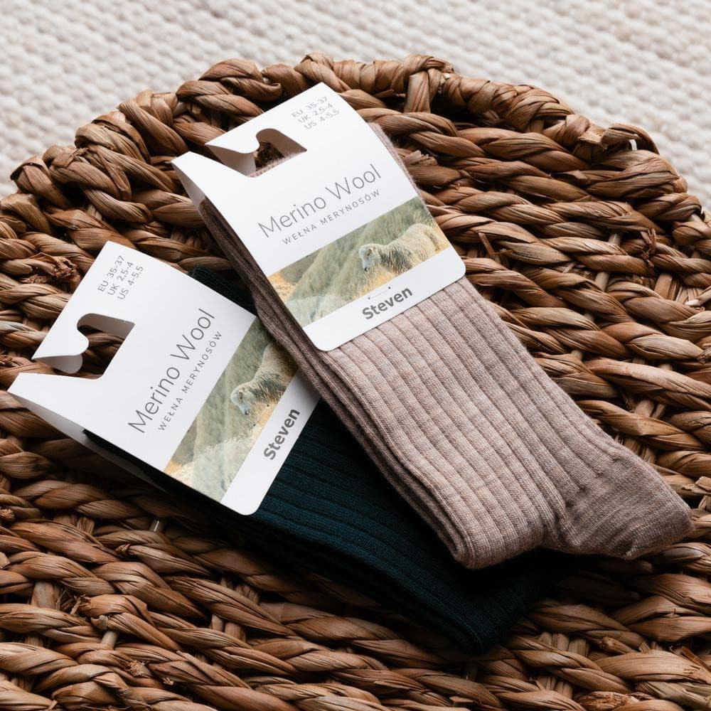 SKARPETY BEZUCISKOWE W PRĄŻEK MERINO WOOL 130