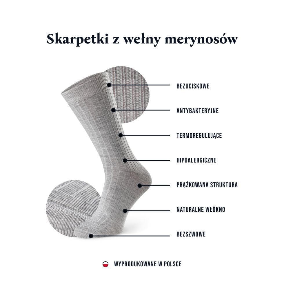 SKARPETY BEZUCISKOWE W PRĄŻEK MERINO WOOL 130